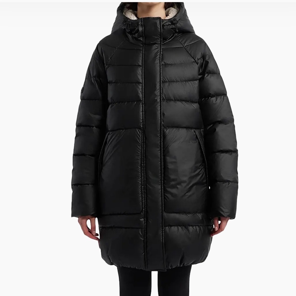 Hunter Quilted Hooded Zip-Front Puffer Coat large
